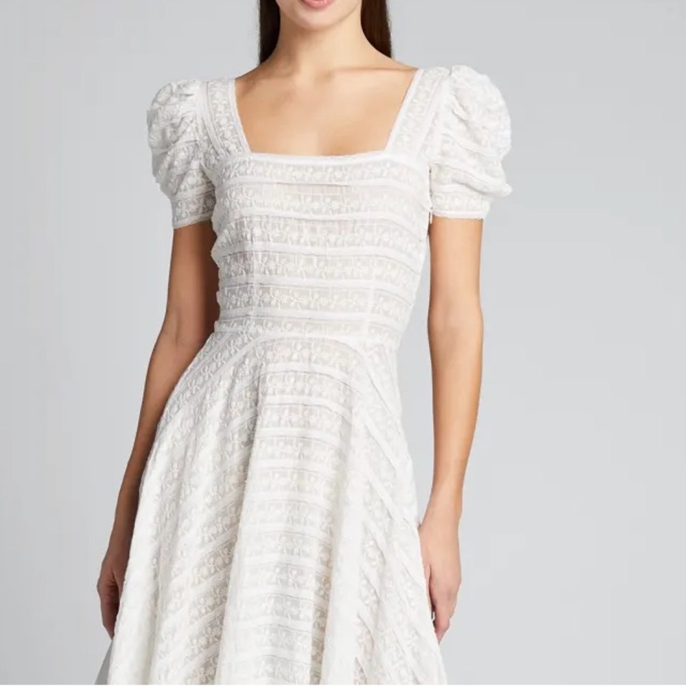 LoveShackFancy 🦢 White Drella / Ryan Mini Square Neck Puff Sleeve Bridal Dress